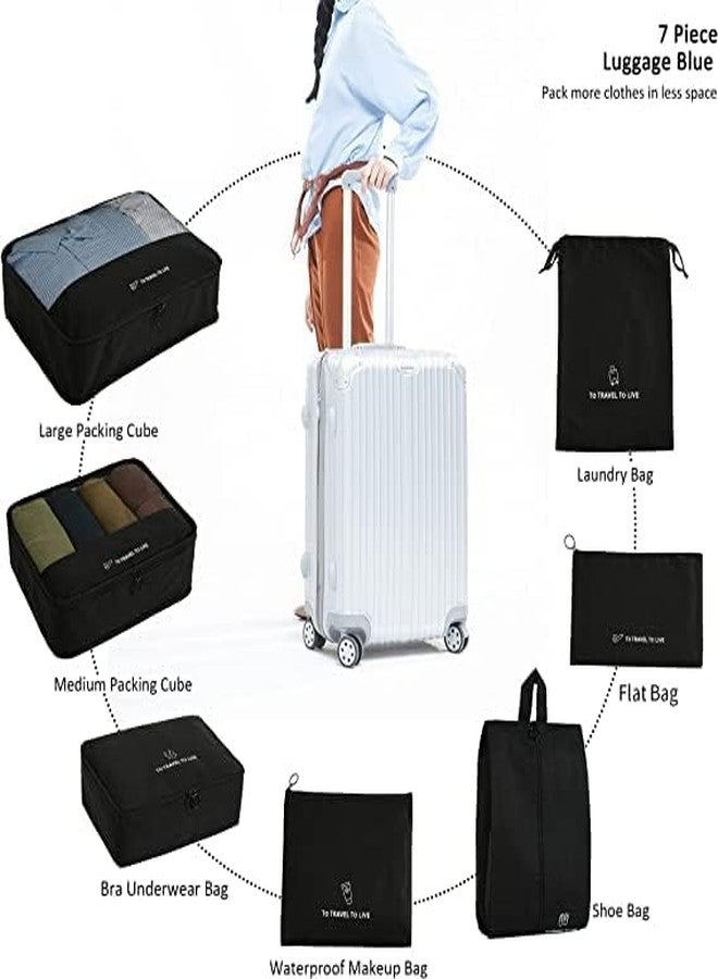 TAGUDA 7 pc / 6 pc Travel Oraganizer Sapace Saver Bag for Men and Women, Clothes packing cubes for travel (7 pc-BLACK OXFORD) - Image 2